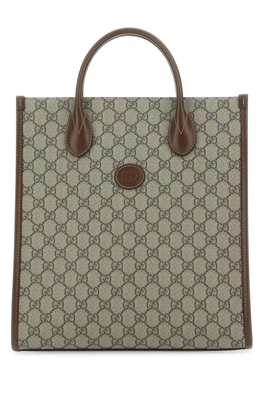 Gucci Men Gg Supreme Fabric And Leather Handbag