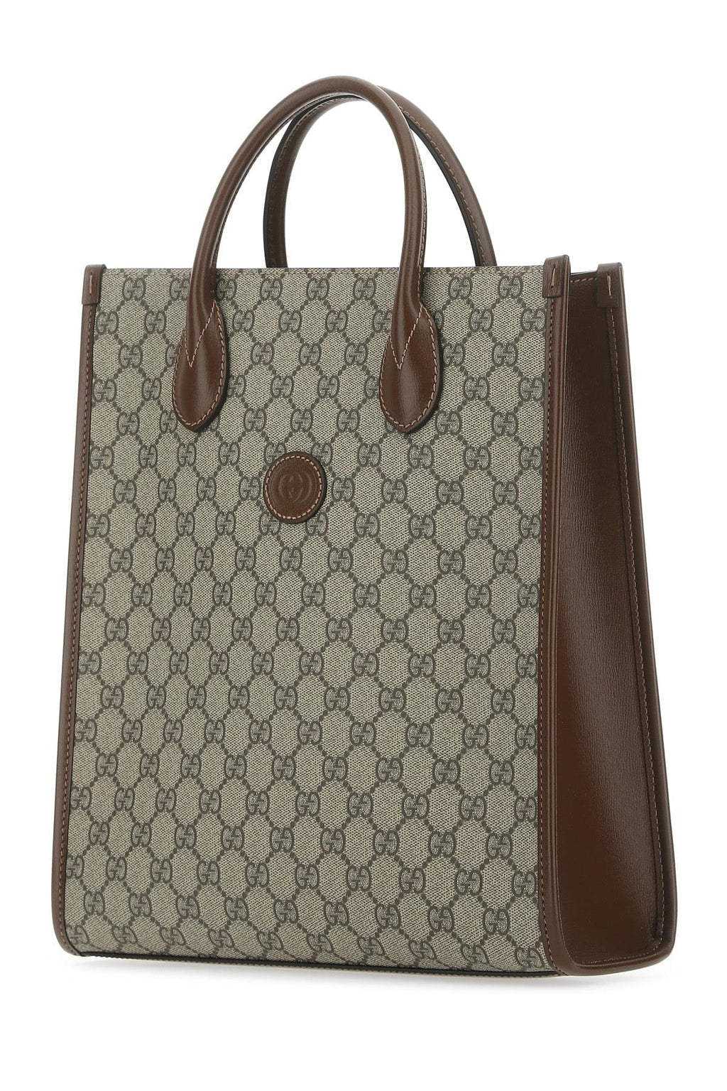 Gucci Men Gg Supreme Fabric And Leather Handbag