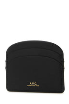 A.P.C. Women Black Leather Demi-Lune Card Holder