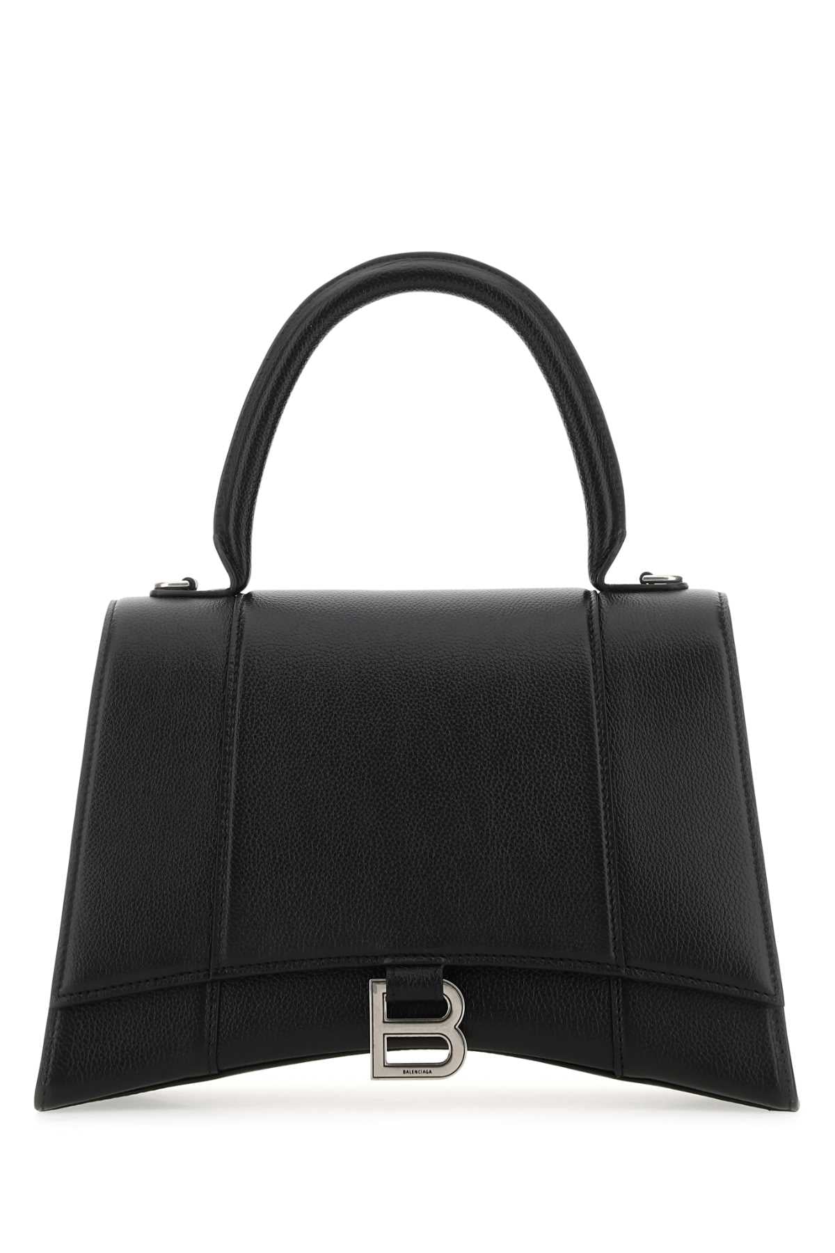Balenciaga Women Black Leather Hourglass Handbag