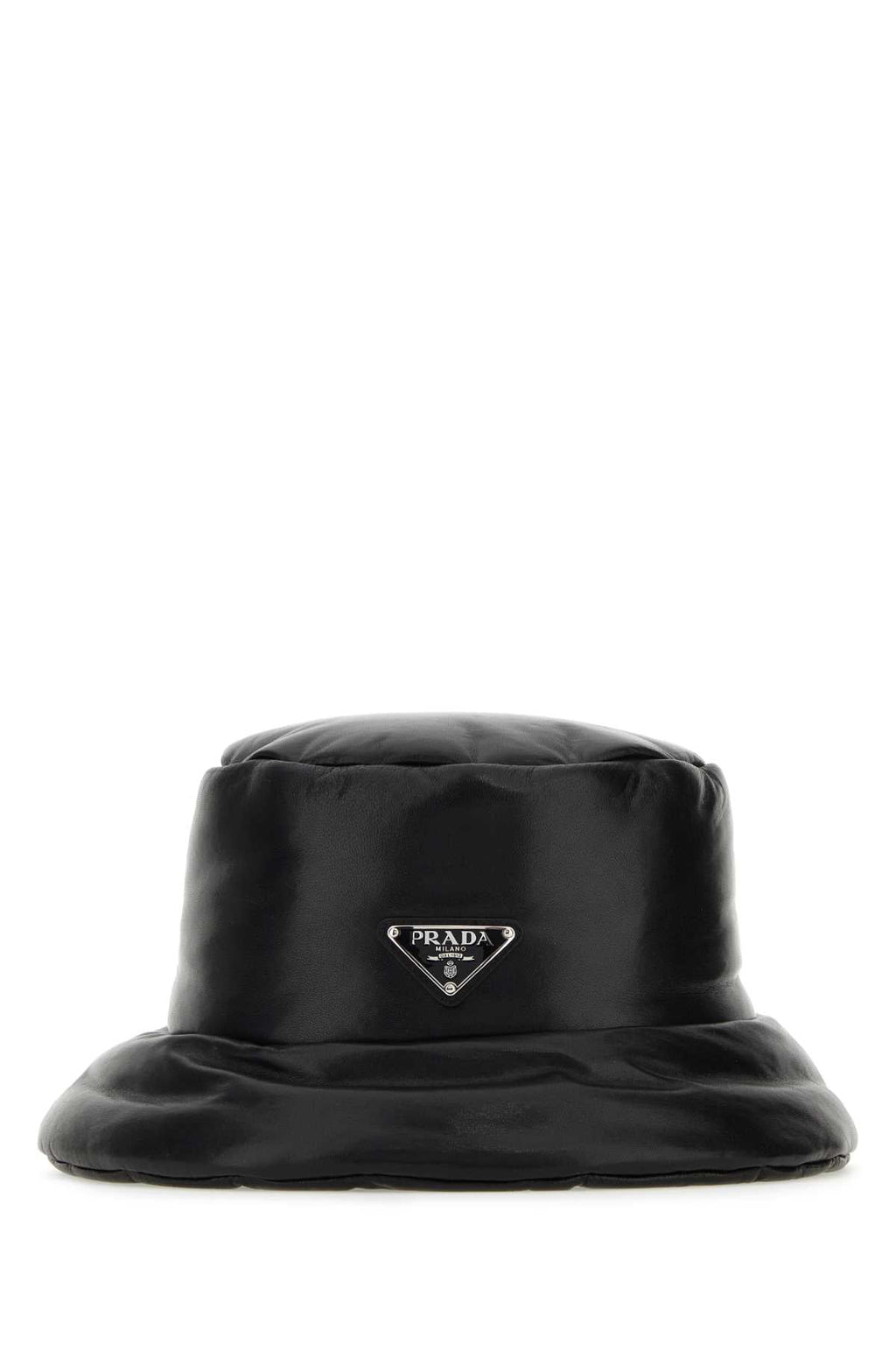 Prada Women Black Nappa Leather Padded Hat