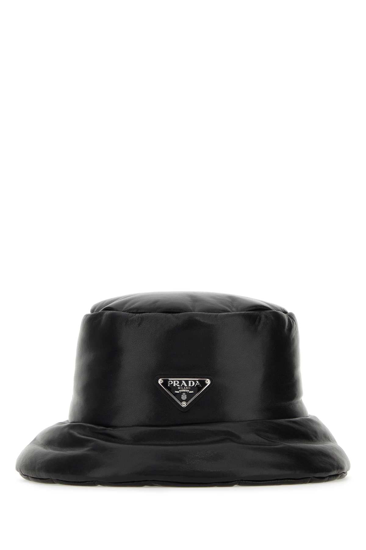 Prada Women Black Nappa Leather Padded Hat