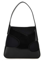 Salvatore Ferragamo Women Black Leather And Canvas Cut Out S Handbag