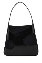 Salvatore Ferragamo Women Black Leather And Canvas Cut Out S Handbag