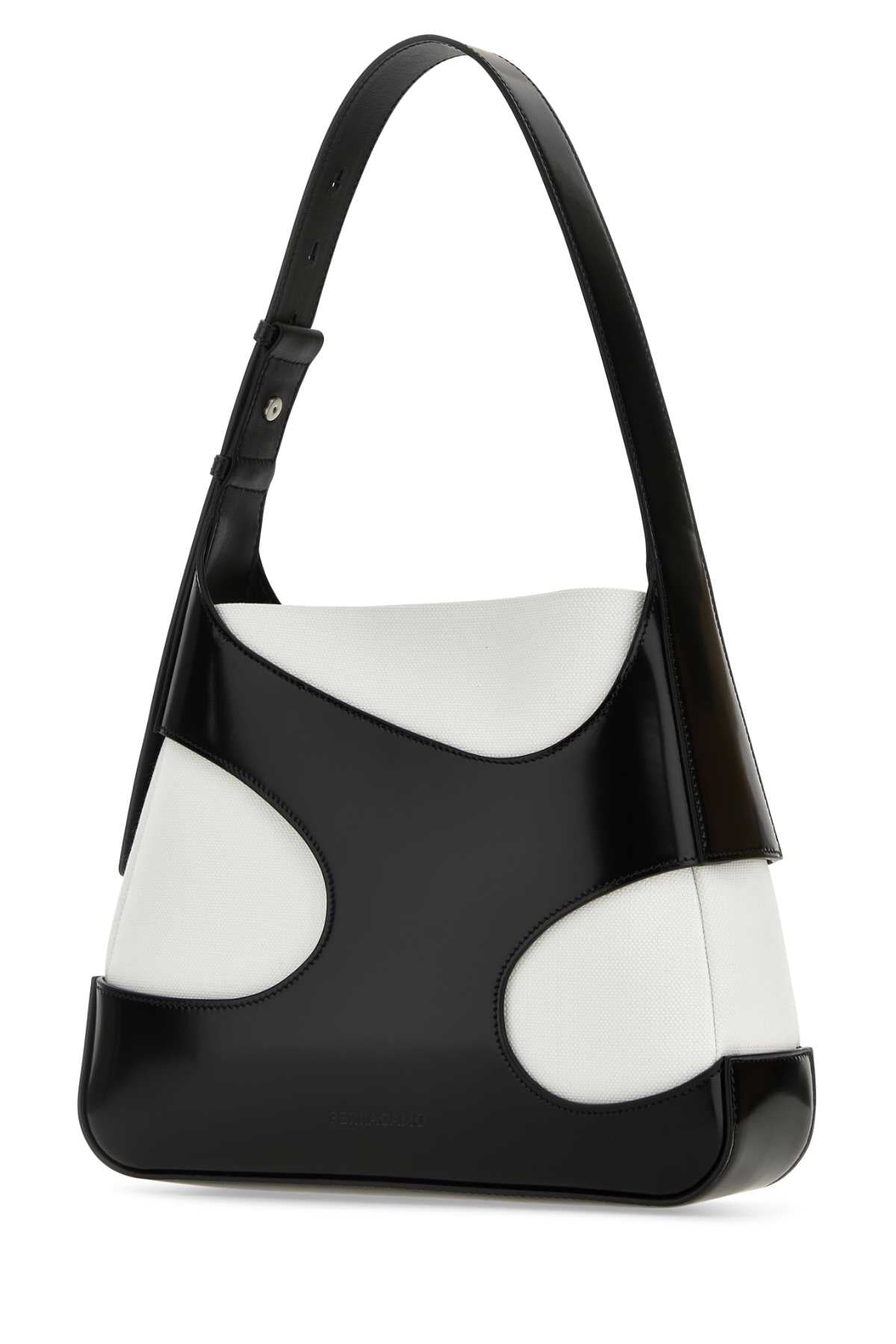 Salvatore Ferragamo Women Two-Tone Leather And Canvas Cut Out L Shoulder Bag