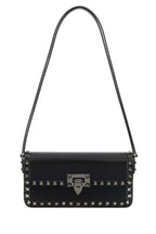Valentino Garavani Women Black Leather Rockstud Shoulder Bag