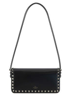 Valentino Garavani Women Black Leather Rockstud Shoulder Bag