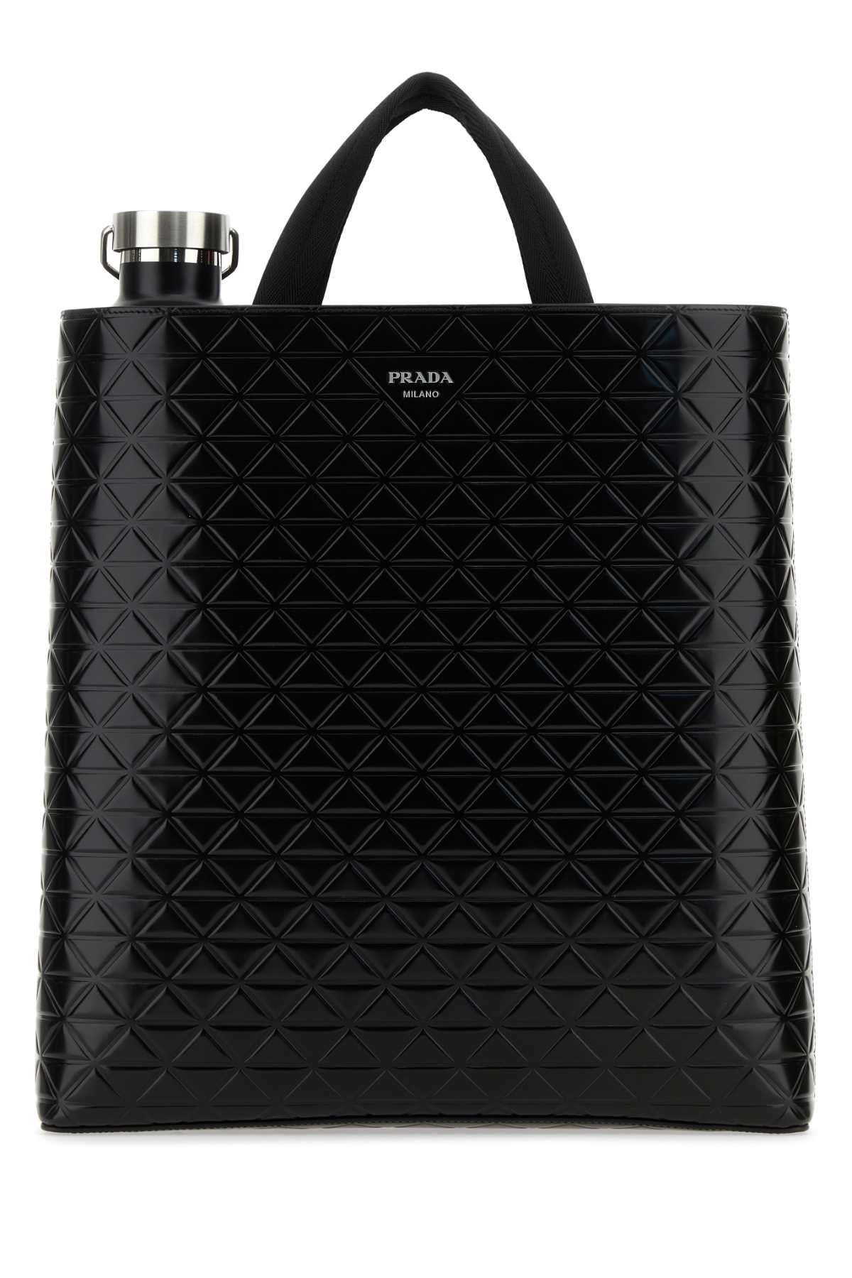 Prada Men Black Leather Shopping Bag