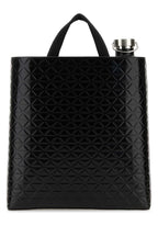 Prada Men Black Leather Shopping Bag