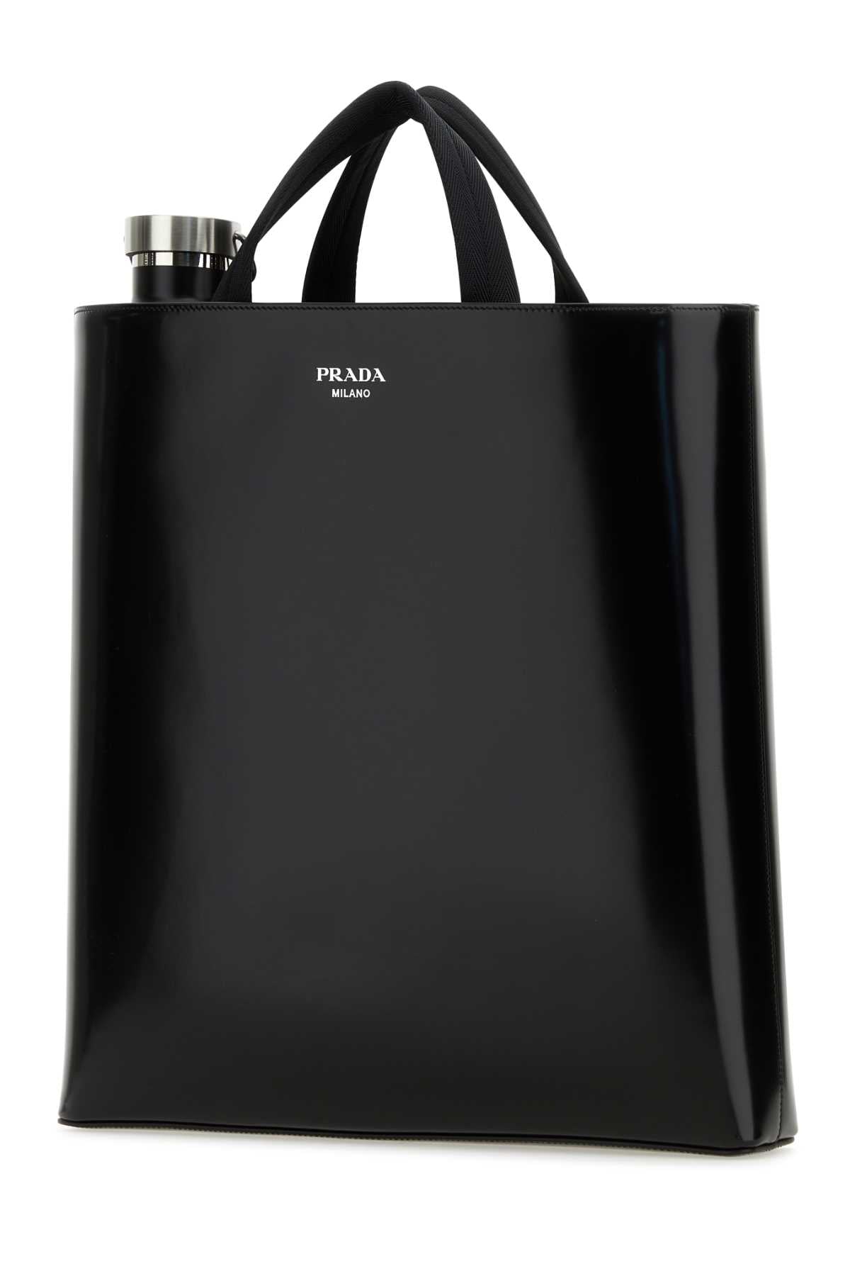 Prada Men Black Leather Shopping Bag