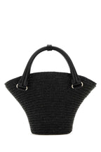 Balenciaga Women Black Straw Mini Beach Handbag