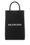Balenciaga Women Black Leather Phone Case