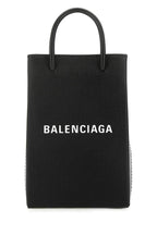 Balenciaga Women Black Leather Phone Case