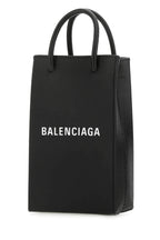 Balenciaga Women Black Leather Phone Case