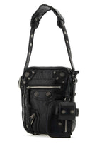 Balenciaga Men Black Leather Le Cagole Men Crossbody Bag