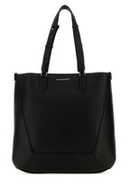 Alexander Mcqueen Men Black Leather Medium Edge Shopping Bag