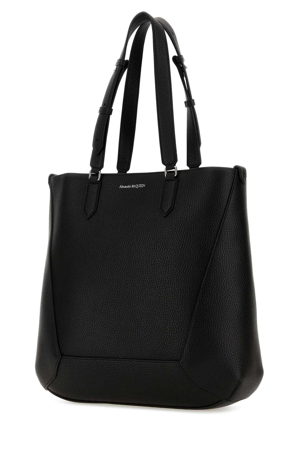 Alexander Mcqueen Men Black Leather Medium Edge Shopping Bag