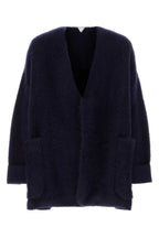 Bottega Veneta Men Navy Blue Stretch Wool Blend Cardigan