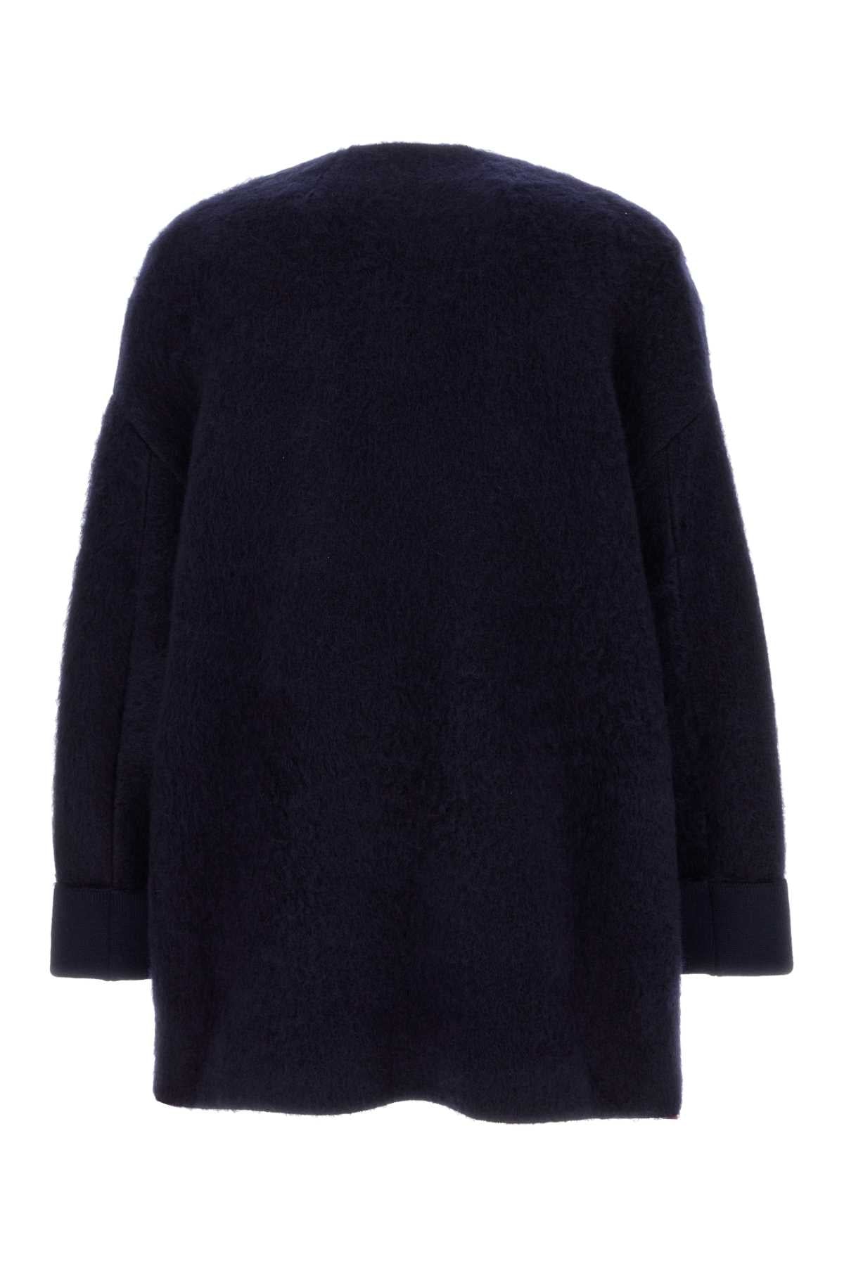 Bottega Veneta Men Navy Blue Stretch Wool Blend Cardigan