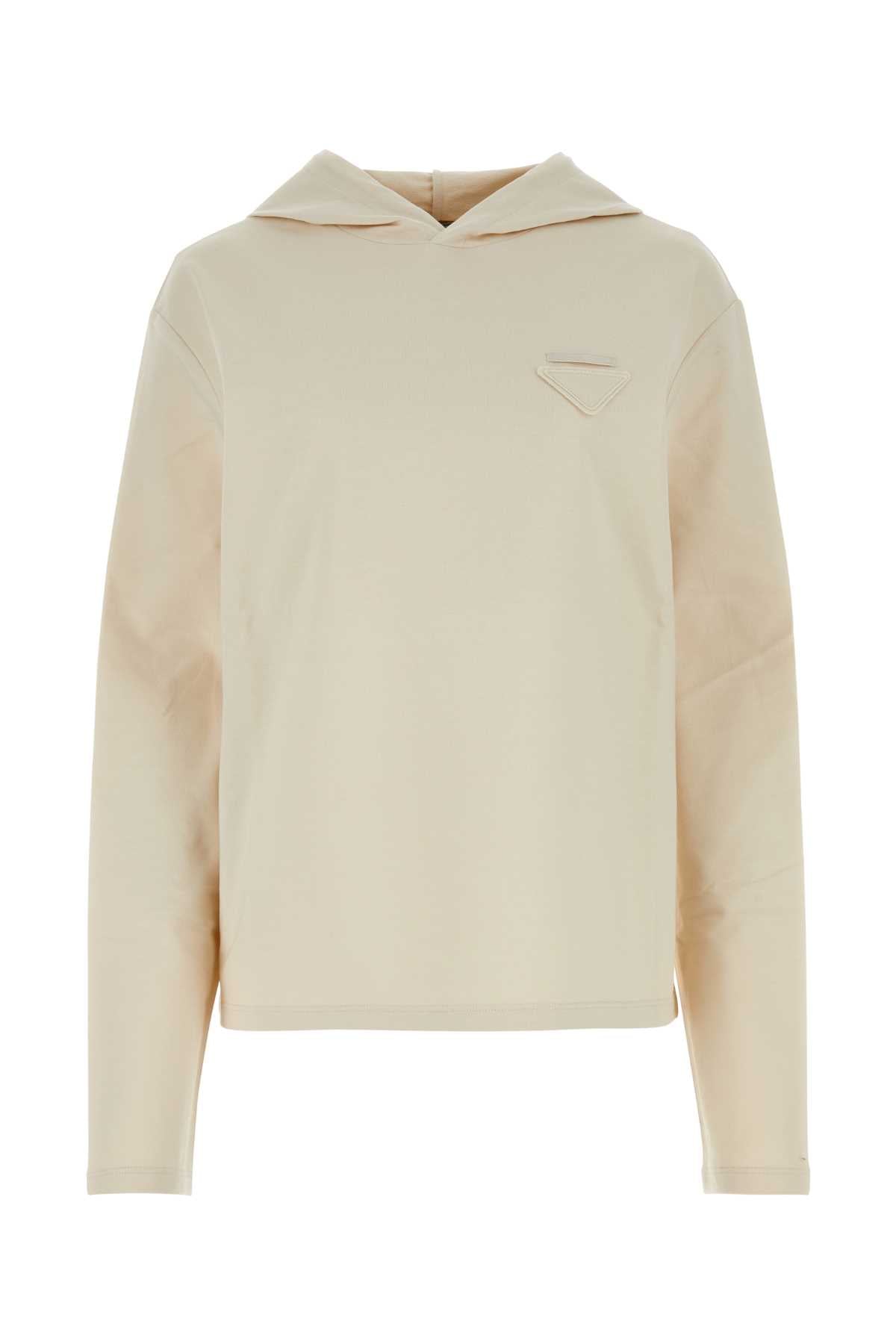 Prada Women Sand Stretch Cotton Oversize Sweatshirt
