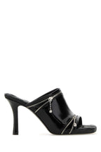 Burberry Women Black Leather Peep Mules