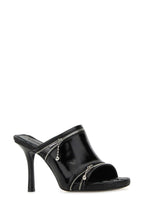 Burberry Women Black Leather Peep Mules