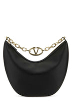 Valentino Garavani Women Black Leather Medium Hobo Vlogo Moon Shoulder Bag