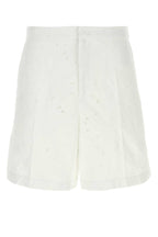 Valentino Garavani Men White Cotton Blend Bermuda Shorts