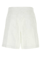Valentino Garavani Men White Cotton Blend Bermuda Shorts