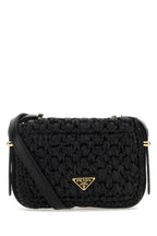 Prada Women Black Raffia Crossbody Bag