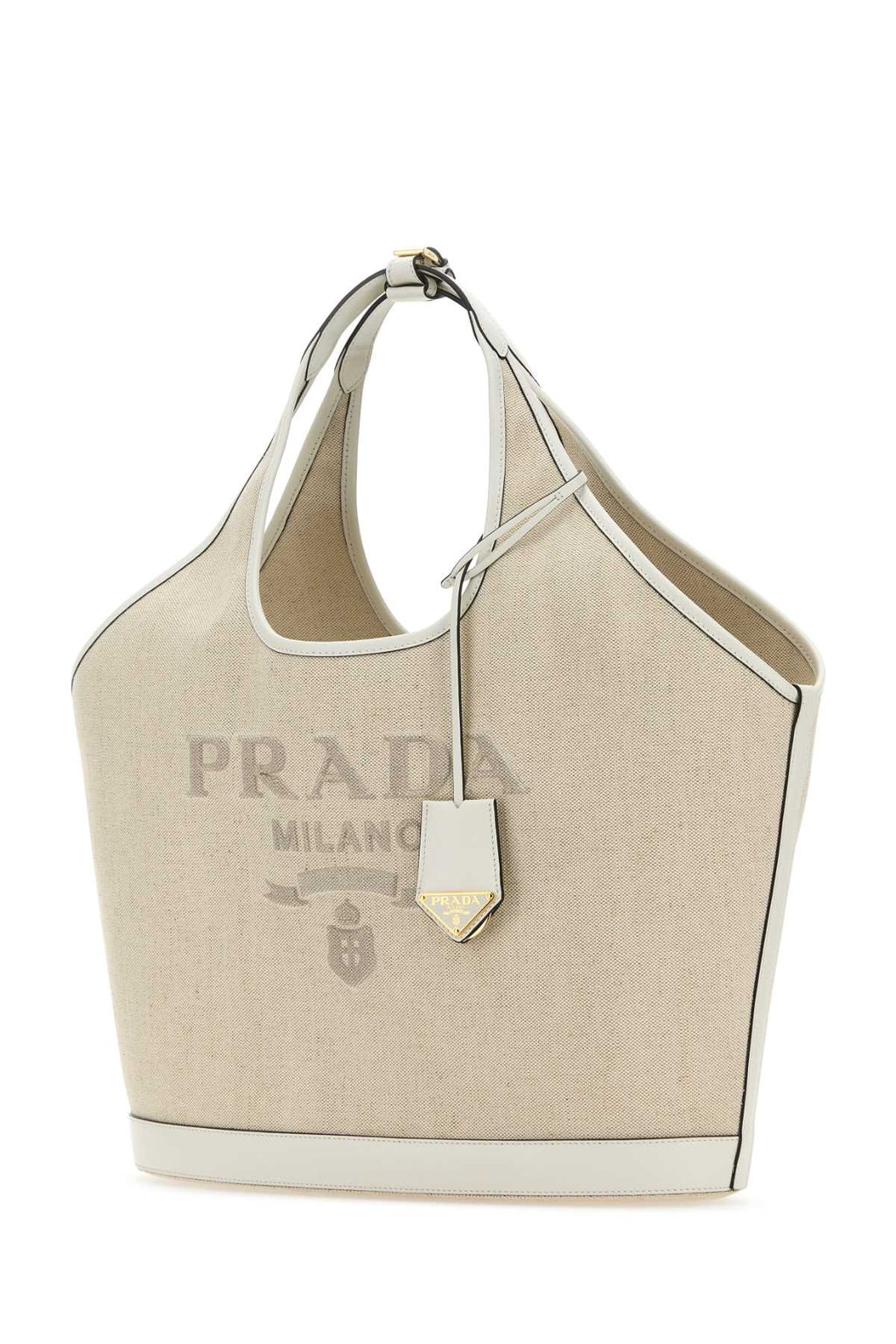 Prada Women Sand Canvas Shopping Bag