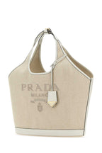 Prada Women Sand Canvas Shopping Bag