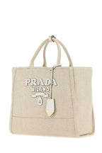 Prada Women Sand Canvas Shopping Bag