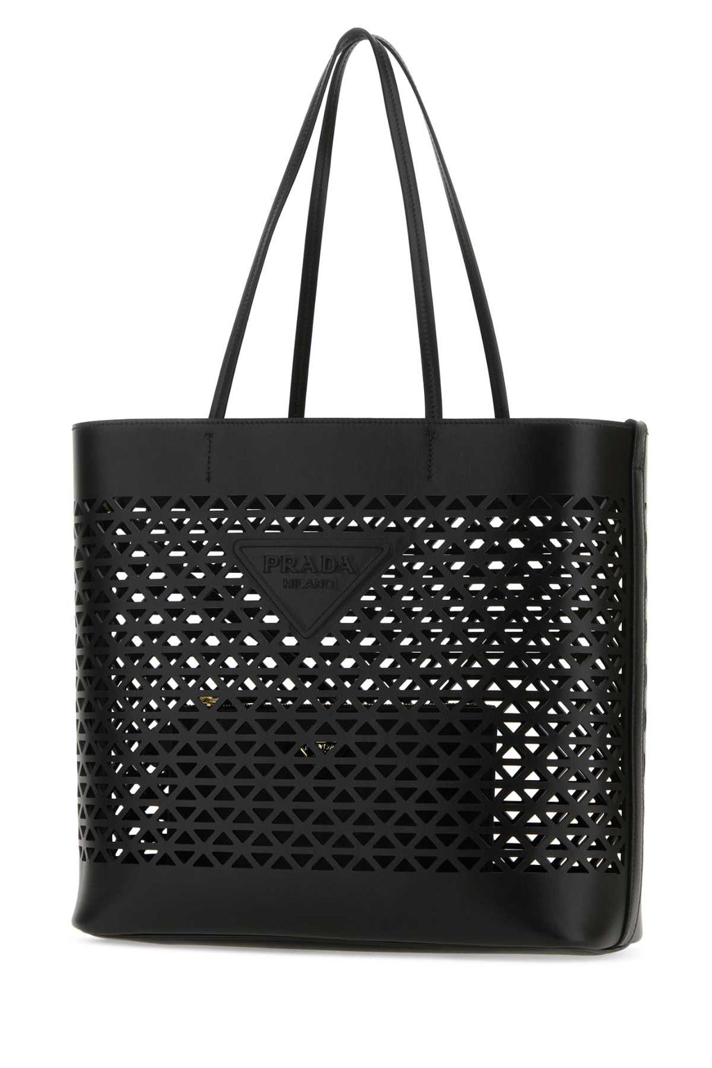 Prada Women Black Leather Shopping Bag