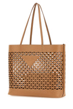 Prada Women Sand Leather Shopping Bag