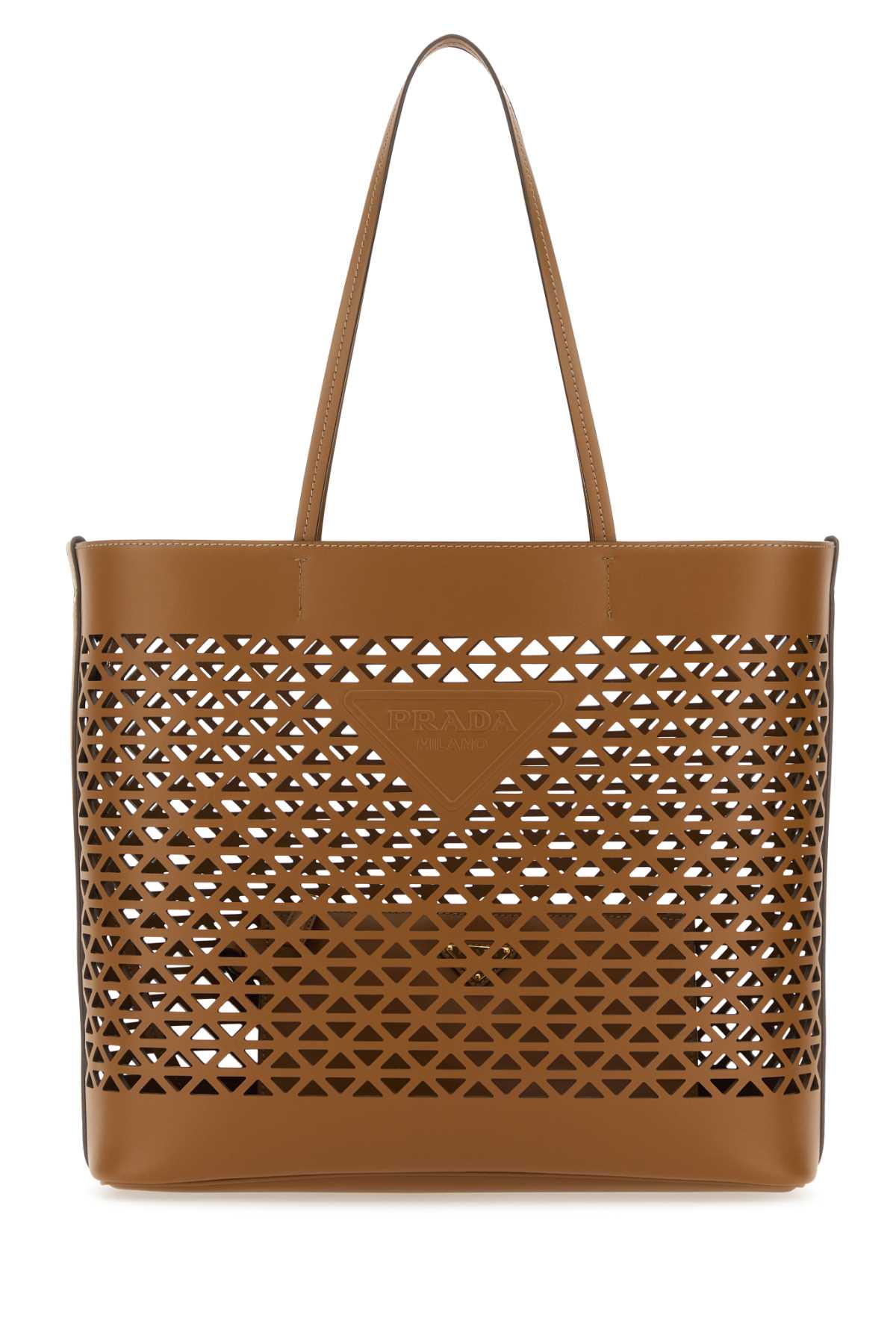 Prada Women Caramel Leather Shopping Bag
