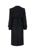 Burberry Women Black Silk Blend Trench Coat