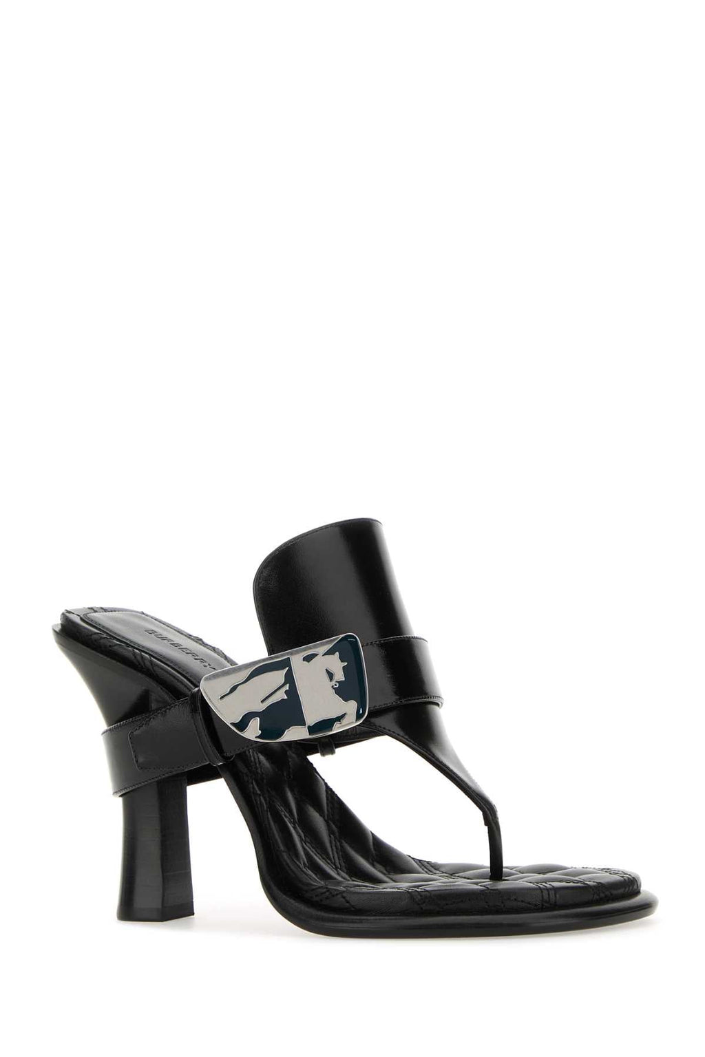Burberry Women Black Leather Bay Thong Mules
