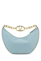 Valentino Garavani Women Light Blue Leather Small Hobo Vlogo Moon Handbag