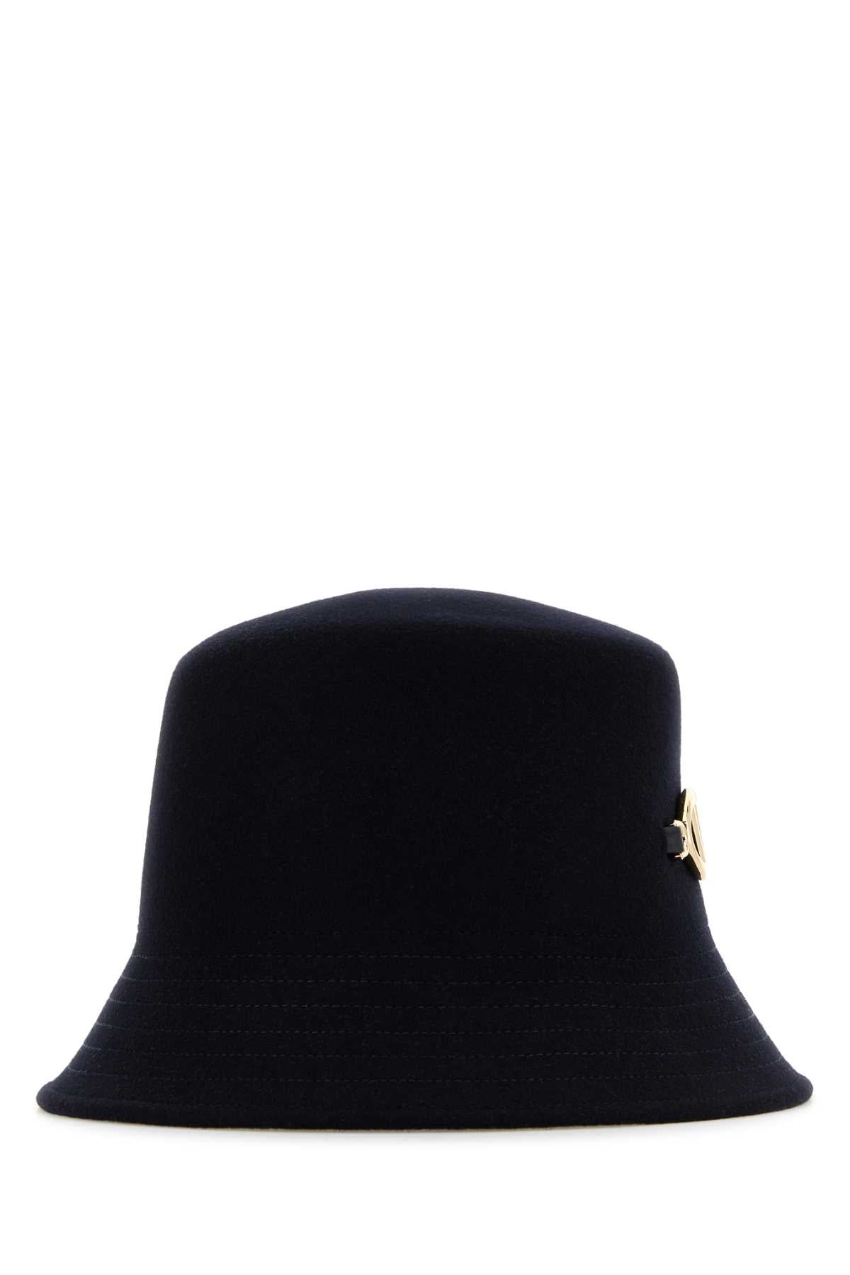 Valentino Garavani Women Midnight Blue Felt Bucket Hat