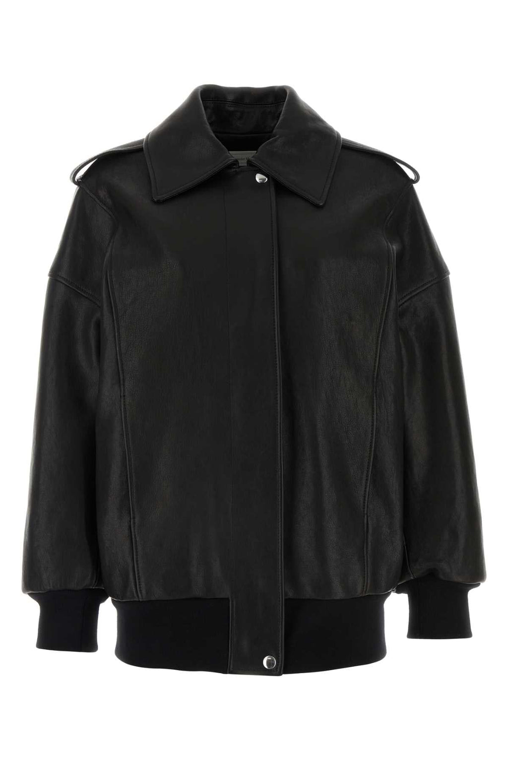 Alexander Mcqueen Women Black Leather Oversize Jacket