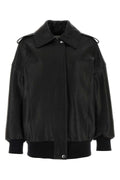 Alexander Mcqueen Women Black Leather Oversize Jacket