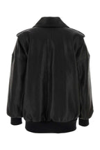 Alexander Mcqueen Women Black Leather Oversize Jacket