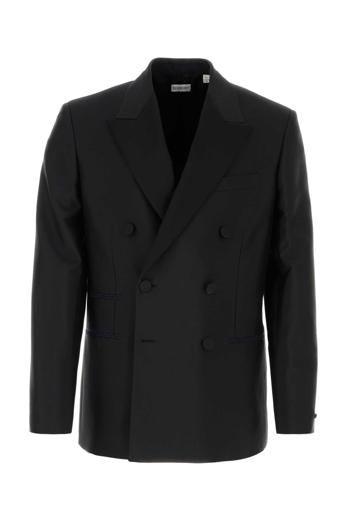 Burberry Men Black Wool Blend Blazer