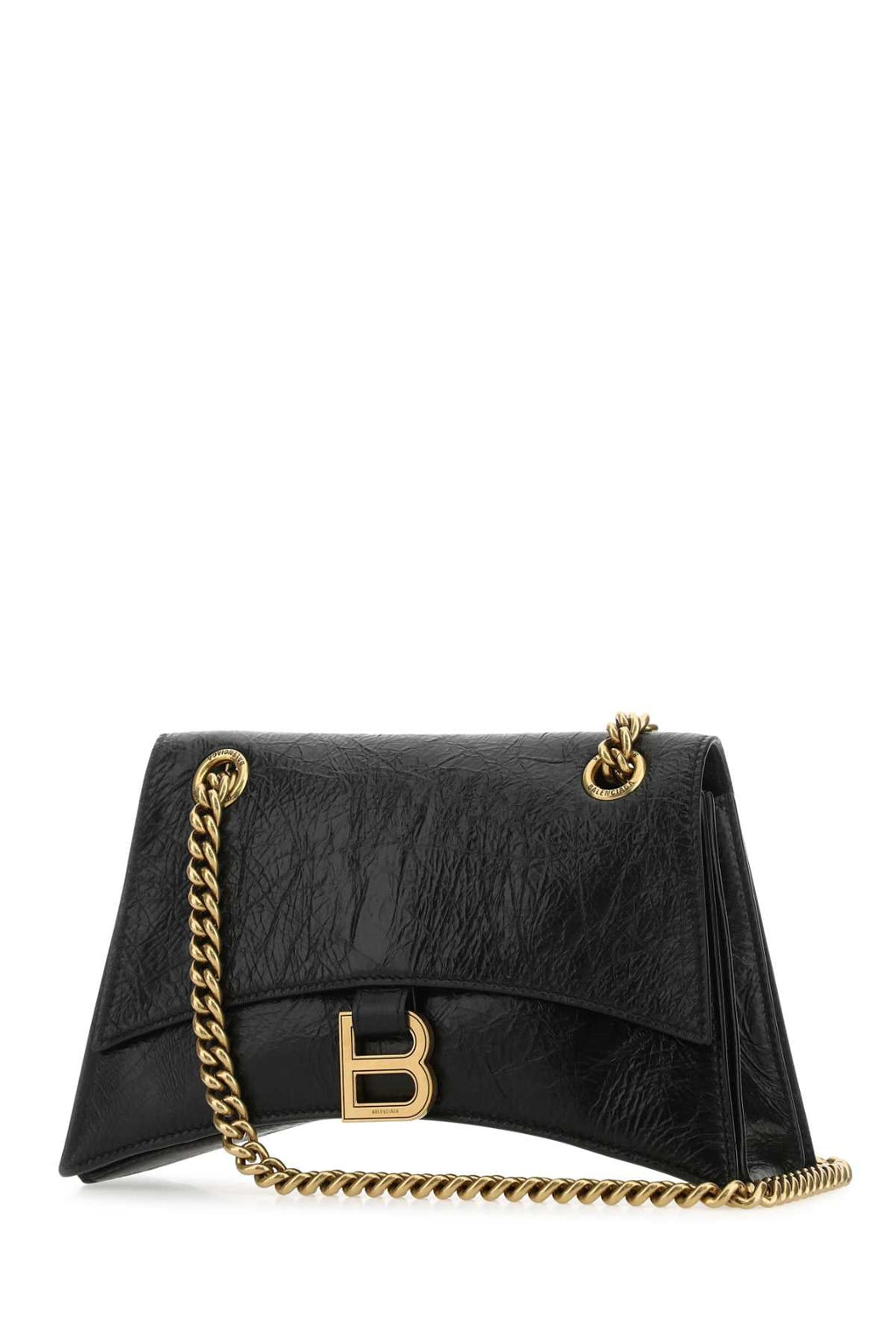 Balenciaga Women Black Leather Small Crush Shoulder Bag