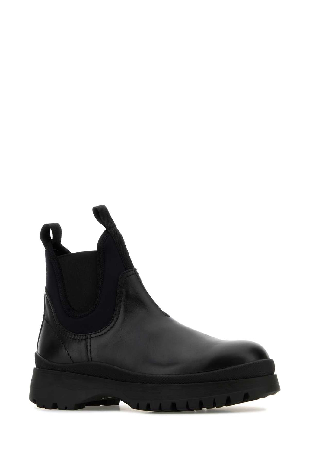 Prada Men Black Leather Ankle Boots