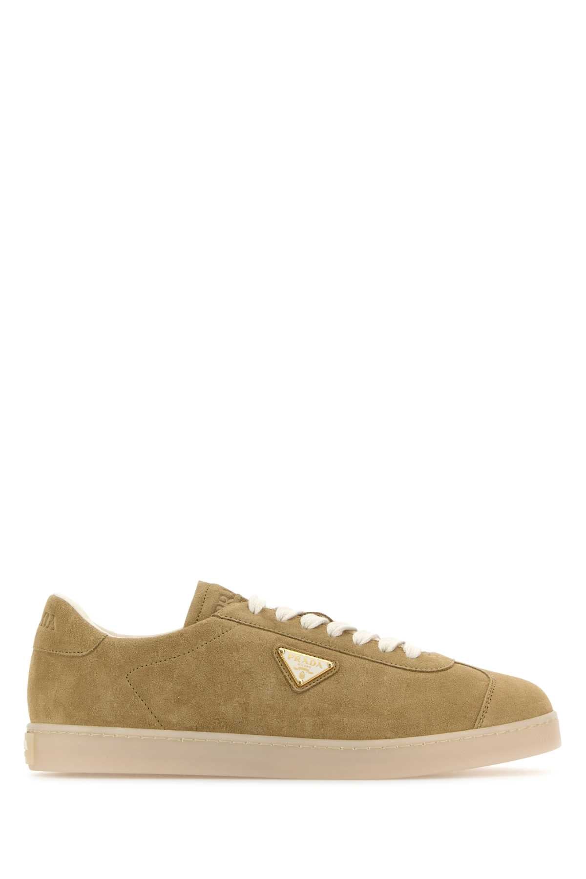 Prada Men Beige Suede Sneakers