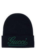 Gucci Men Dark Blue Wool Beanie Hat