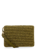 Prada Women Olive Green Raffia Card Holder