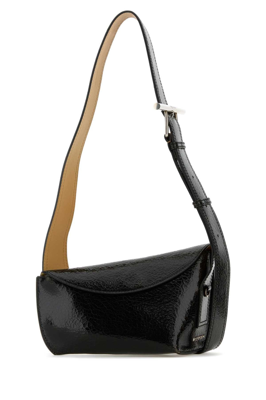 Alexander Mcqueen Men Black Leather Sling Crossbody Bag